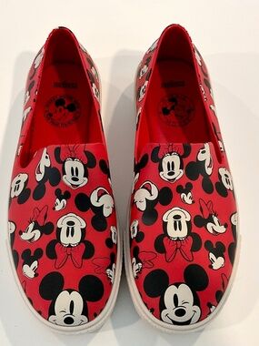MELISSA Ground + Disney Mickey & Minnie 90th Anniversary Slip On Shoes Size 10